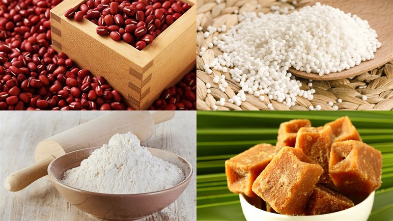 Nguyên liệu món ăn chè đậu đỏ sương sáo
