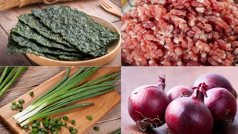 Nguyên liệu món ăn canh rong biển thịt băm
