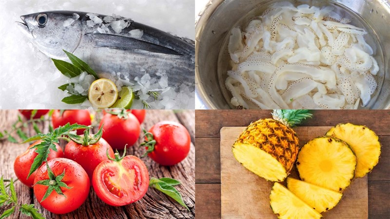 Nguyên liệu món ăn bún cá sứa nha trang