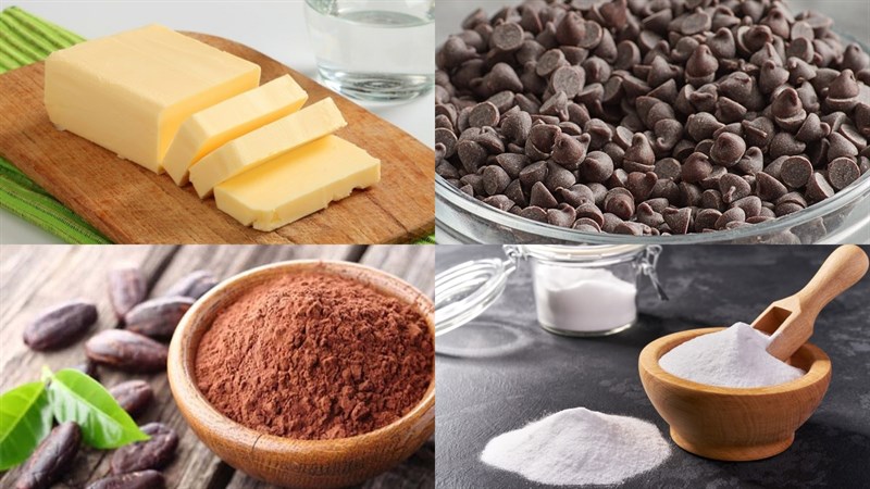 Nguyên liệu làm bánh quy brownie socola không cần bột mì