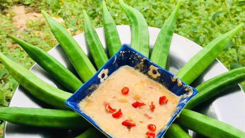 Đậu bắp luộc chấm chao