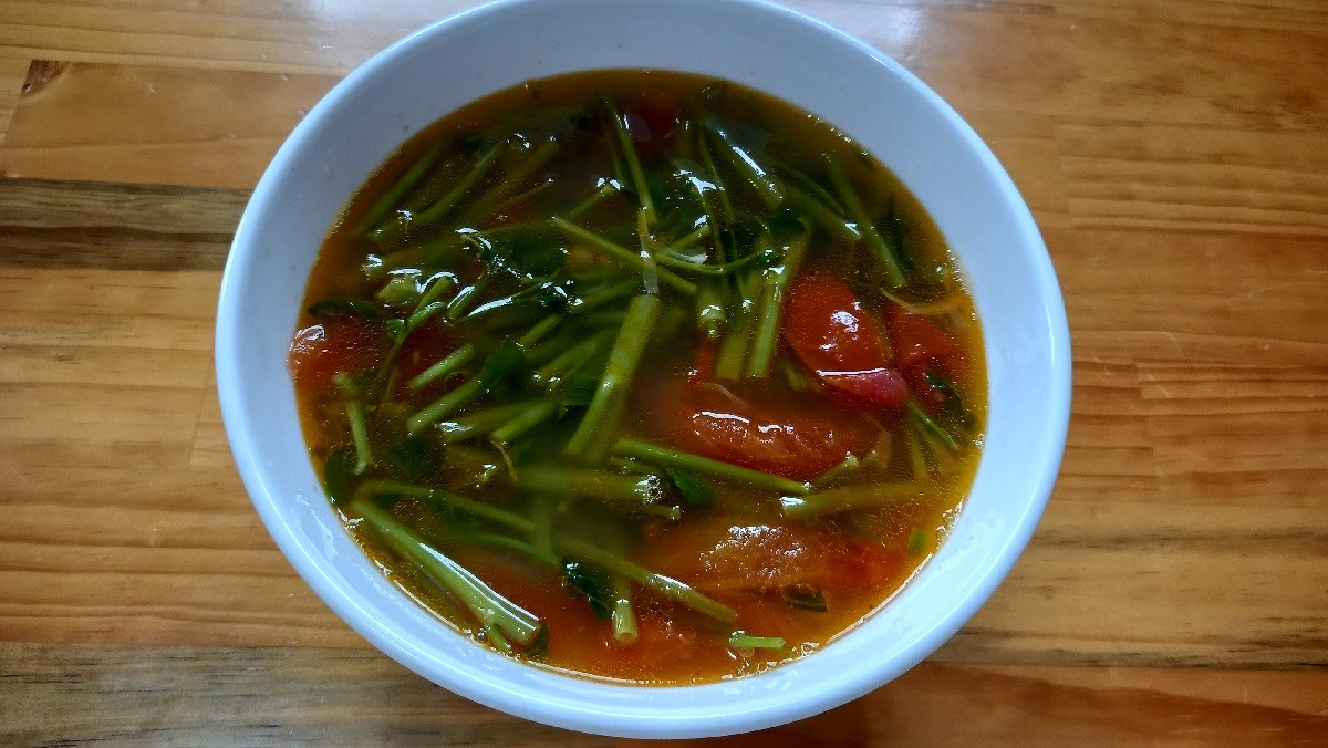 Canh chua tôm khô rau muống