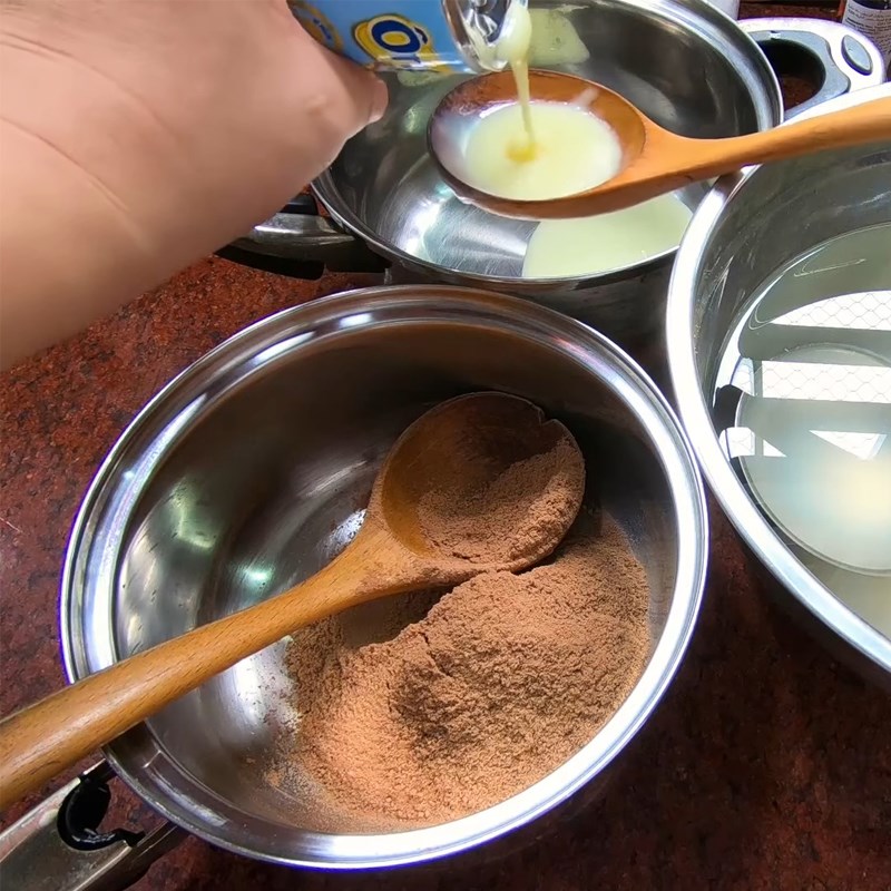 Bước 2 Pha bột rau câu Bánh Trung Thu rau câu socola nhân bánh flan