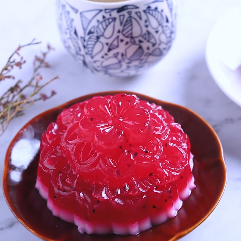Bước 6 Thành phẩm Bánh Trung Thu rau câu thanh long đỏ nhân flan