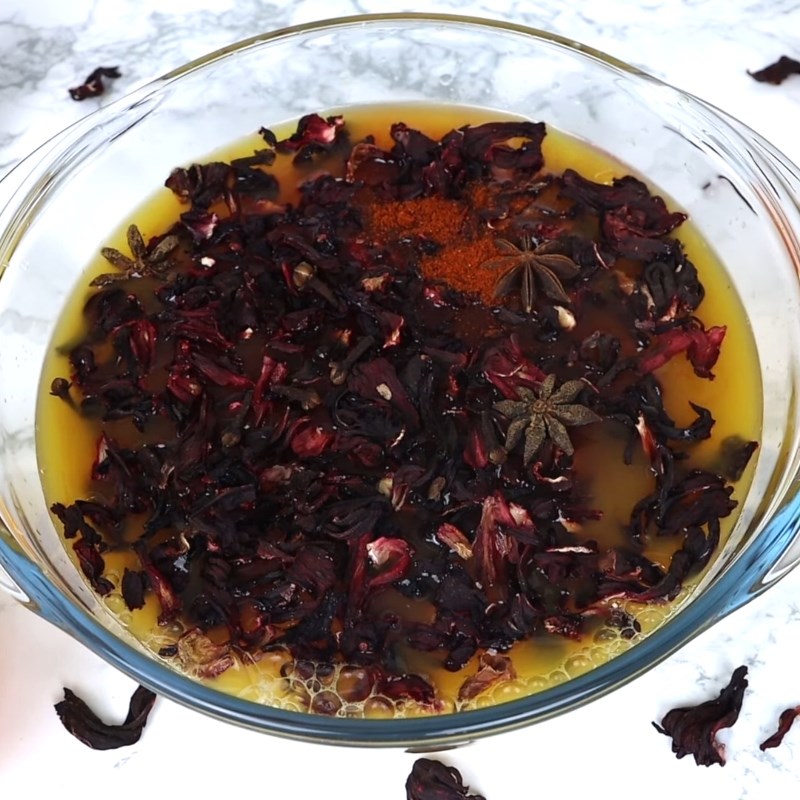 Bước 3 Ủ trà hoa atiso với nước cam dứa Trà hoa atiso đỏ cam dứa