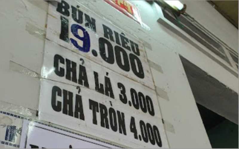 Thực đơn tại Quán Bún Riêu 533 