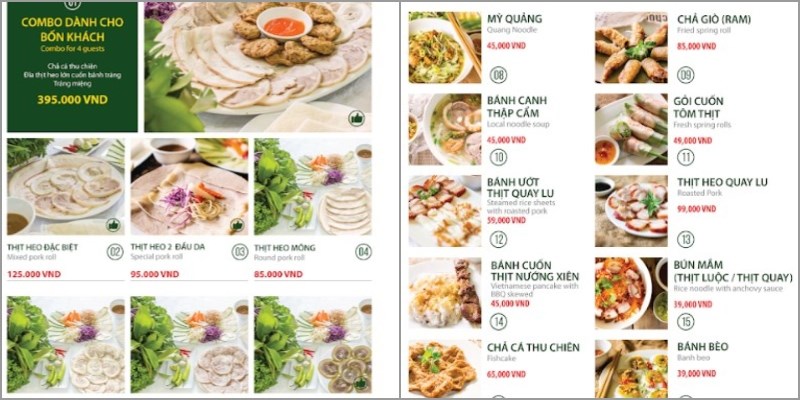 Thực đơn tại Quán Bánh tráng cuốn thịt heo Tín 
