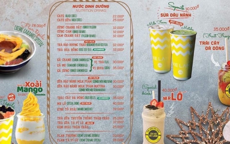 Thực đơn tại Quán Tàu Hũ Xe Lam 