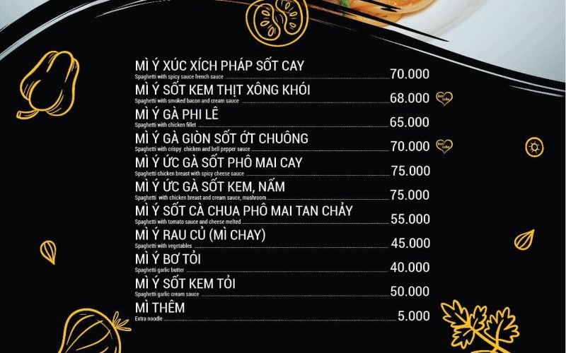 Thực đơn tại Quán Ong Nâu Spaghetti 