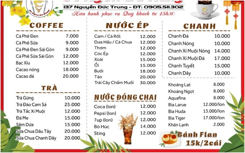 Thực đơn tại Quán Ốc Ngon 