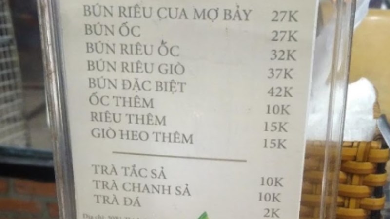 Quán Bún Riêu Cua Mợ Bảy 