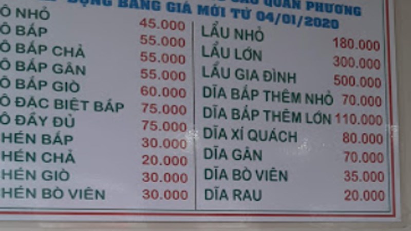 Quán Bún bắp bò Phương