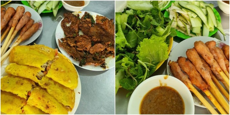 Món ăn tại Quán Bánh xèo bà Dưỡng