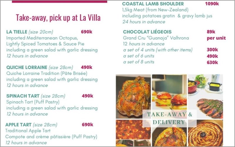 Thực đơn tại Nhà hàng La Villa French Cuisine 