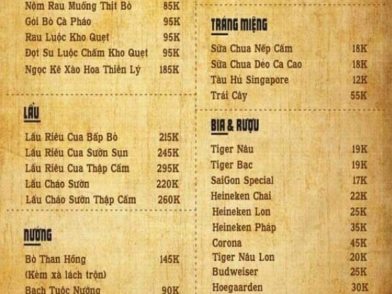 Thực đơn tại Quán No.96 - Lẩu & Nướng (1)