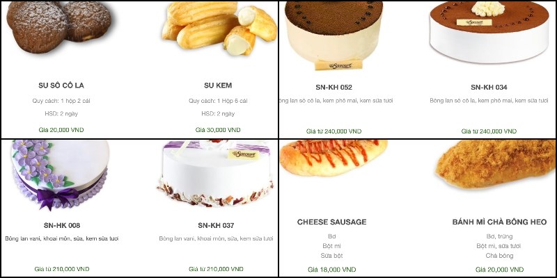 Menu Tiệm bánh kem Savouré Bakery