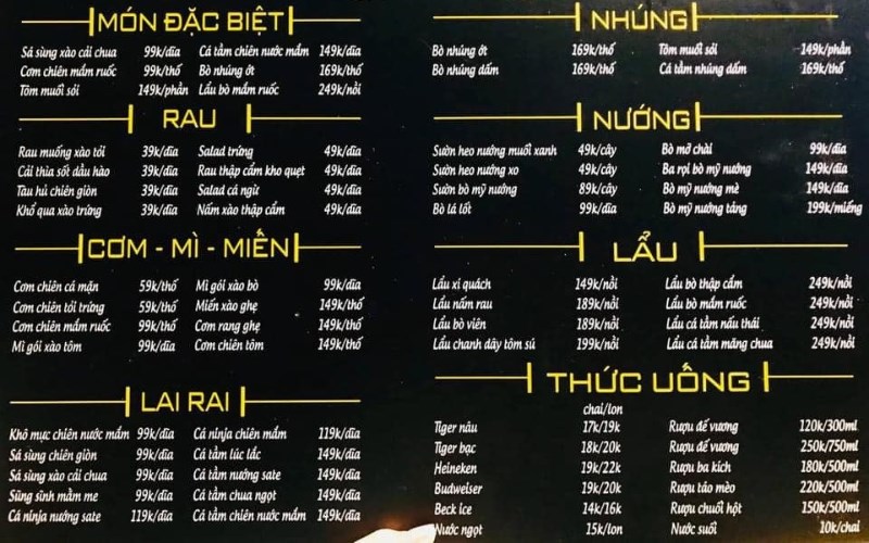 Menu Quán Lẩu Bò Mắm Ruốc 99