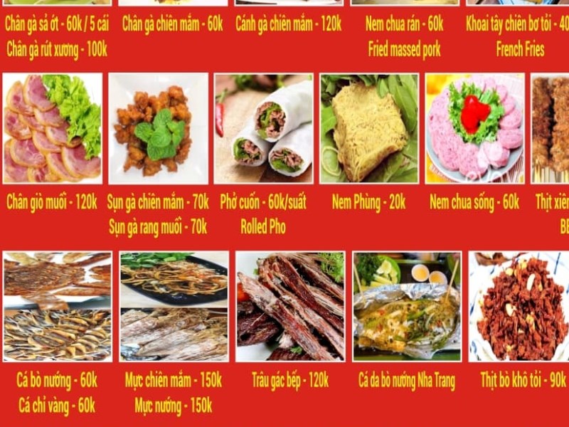 Menu Quán Chân Gà Sả Ớt Mắt To