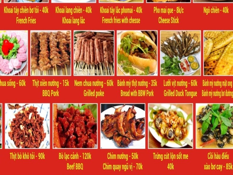 Menu Quán Chân Gà Sả Ớt Mắt To