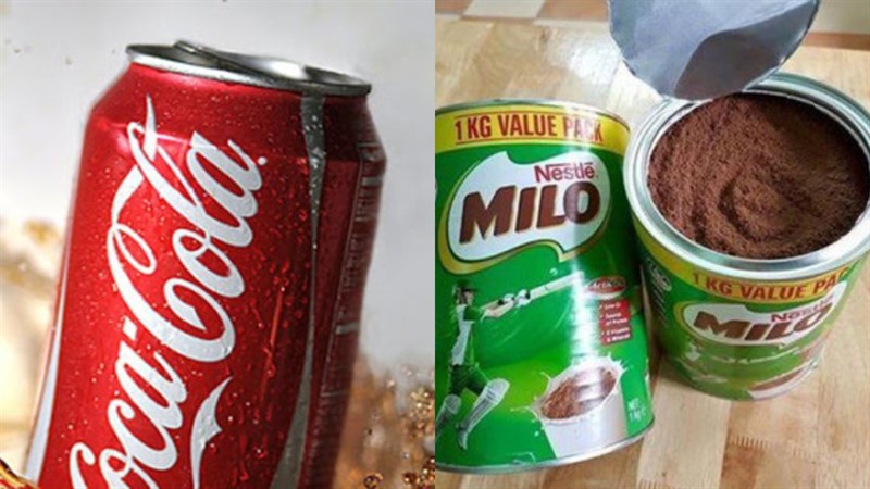 Nguyên liệu làm Milo pha với coca cola