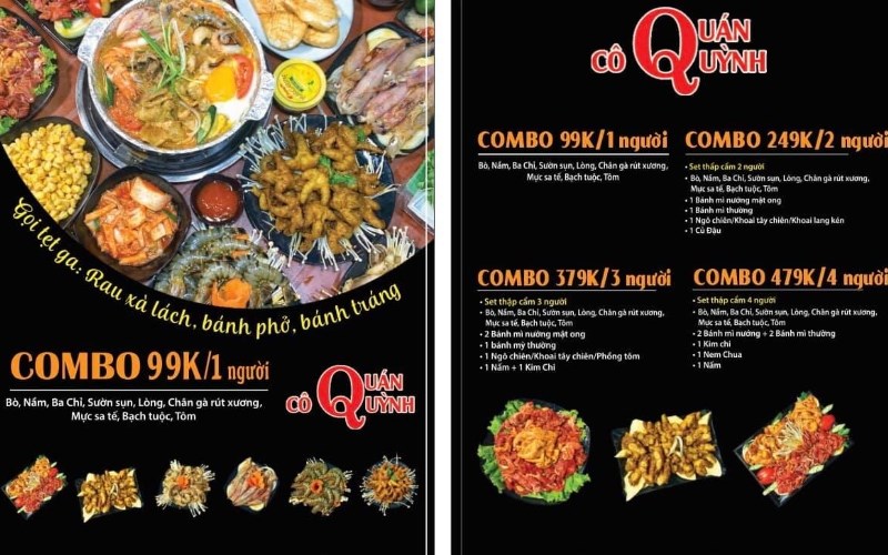Menu Quán Lẩu Nướng Cô Quỳnh