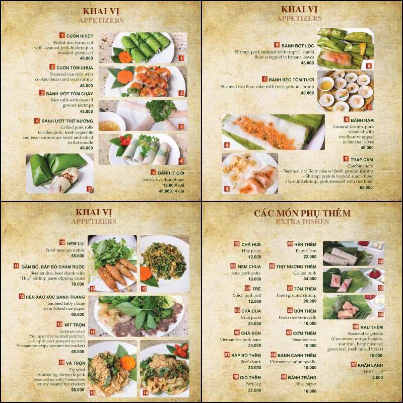 Menu Nhà hàng Nam Giao