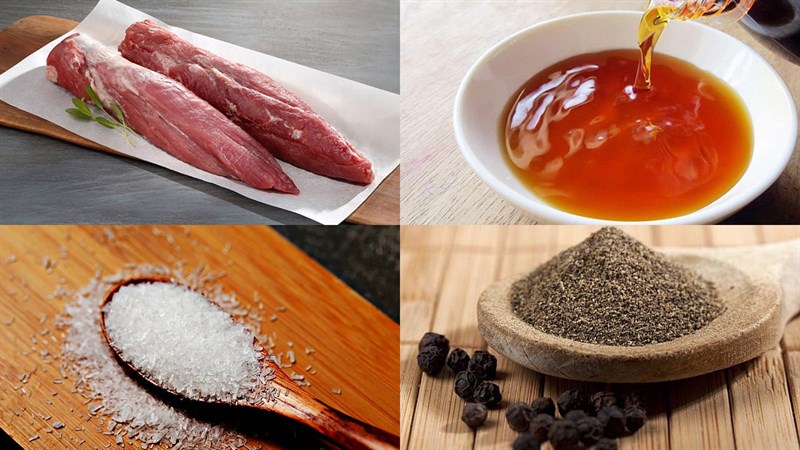 Nguyên liệu món ăn ruốc thịt lợn (chà bông heo) bằng máy xay sinh tố