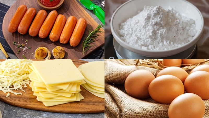 Nguyên liệu món ăn xúc xích cuộn phô mai