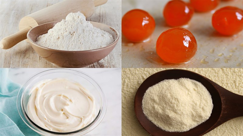 Nguyên liệu món ăn bánh trứng muối ngàn lớp tan chảy