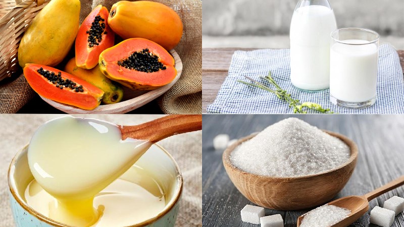 Nguyên liệu món ăn sinh tố đu đủ sữa tươi