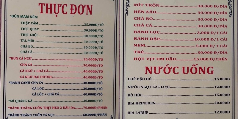 Quán Bún Mắm Nêm Dì Bảy Đà Nẵng