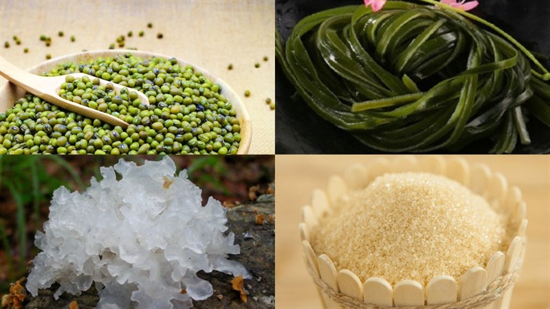 Nguyên liệu nấu món chè đậu xanh phổ tai nấm tuyết