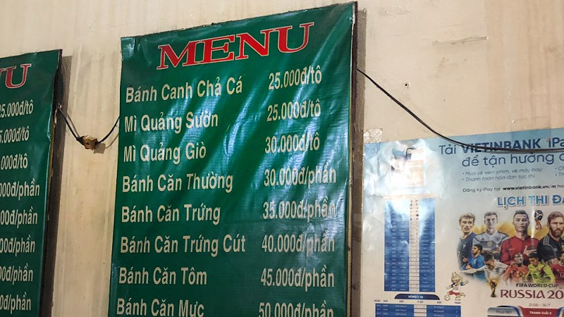 Menu quán
