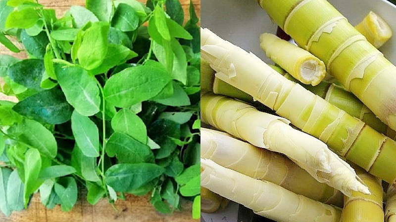 luộc măng với rau bồ ng&oacute;t