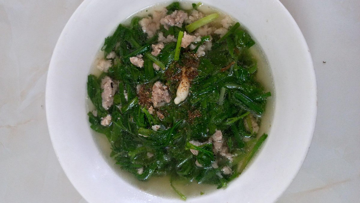 Canh cải xanh thịt bằm