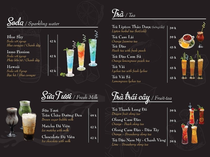 Thực đơn tại quán cafe Library Coffee & Tea