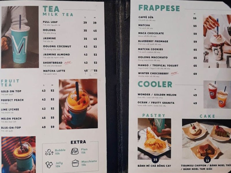 Thực đơn tại quán Cheese Coffee Sư Vạn Hạnh