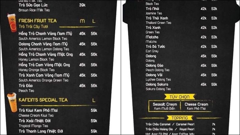 Menu Kafein House