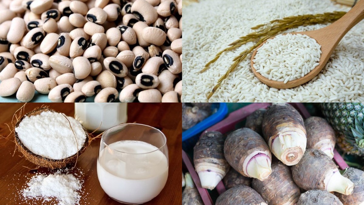 Nguyên liệu món ăn chè đậu trắng khoai môn nước cốt dừa