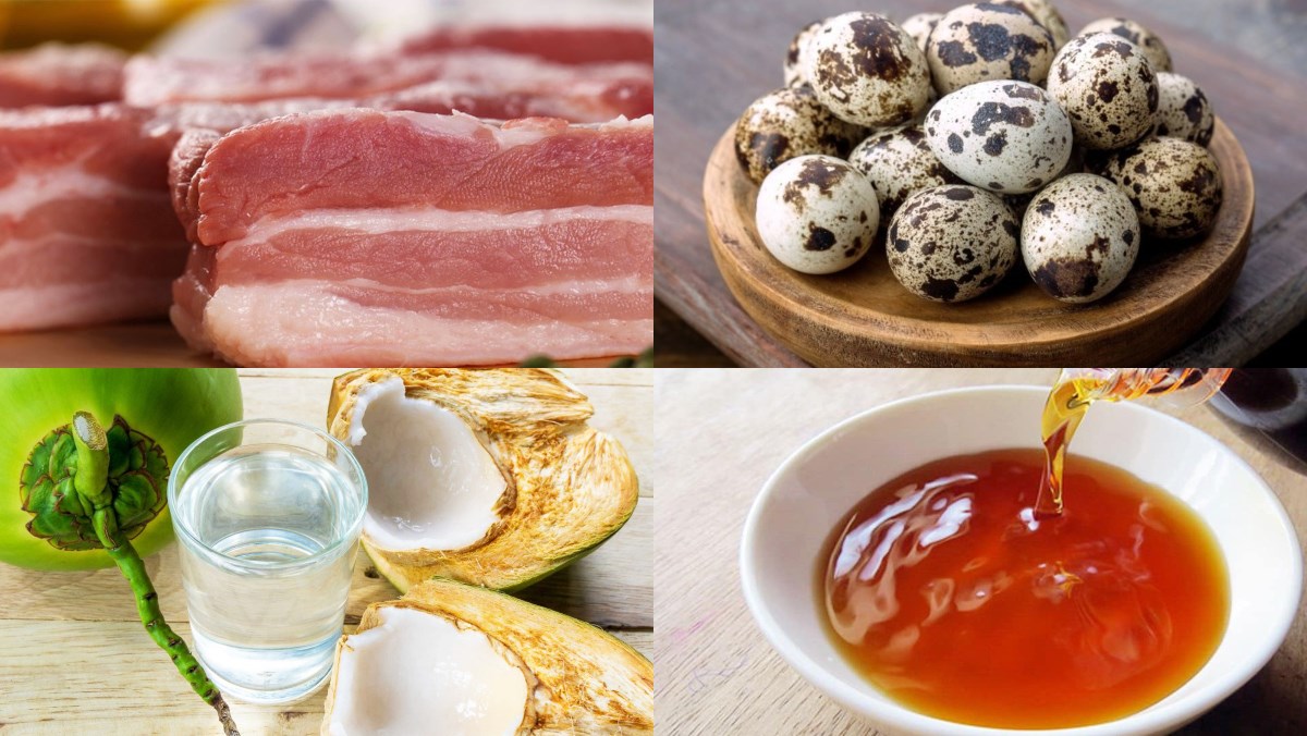 Nguyên liệu món ăn thịt kho tàu trứng cút