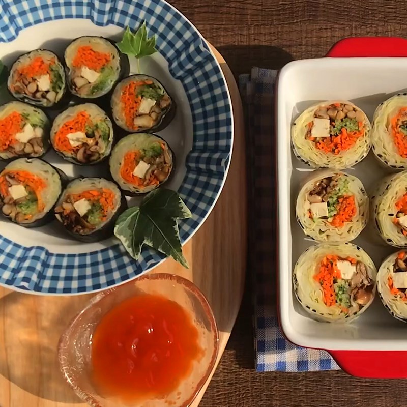 Bước 5 Thành phẩm Kimbap chay nấm bào ngư