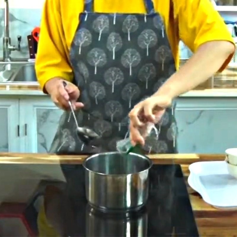 Bước 1 Nấu bột rau câu Trà sữa thạch bạc hà