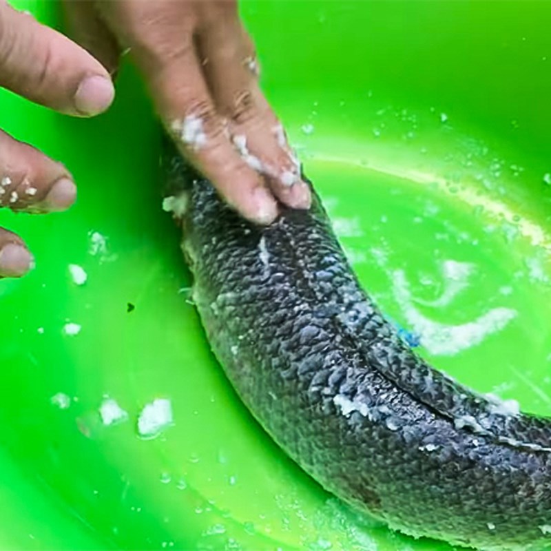 Bước 1 Sơ chế nguyên liệu Cá lóc kho bột nghệ
