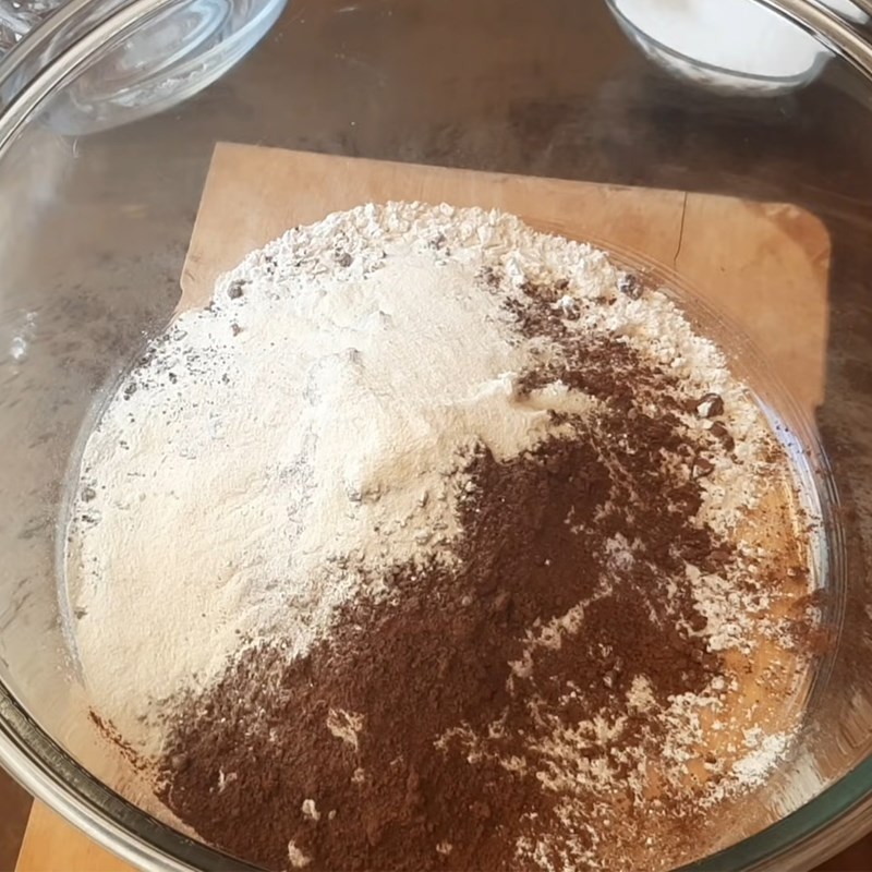 Bước 1 Trộn bột Bánh donut socola chiên
