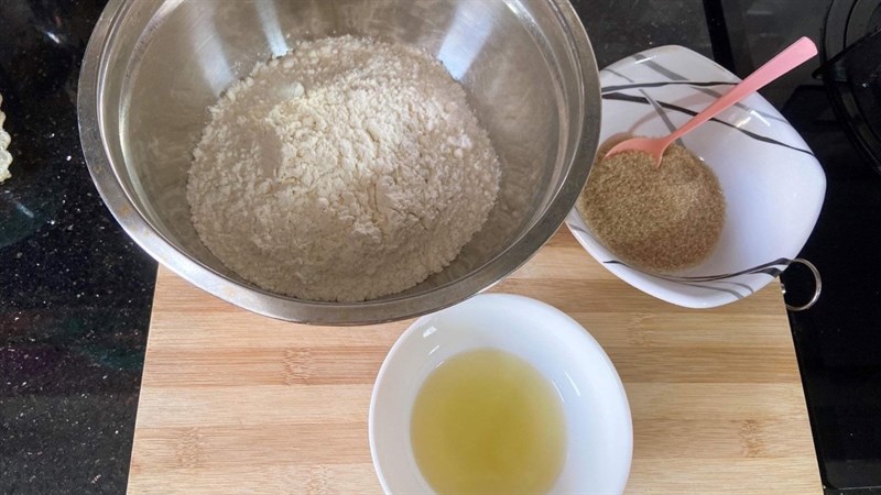 Nguyên liệu món ăn bánh bột mì chiên nhân đường