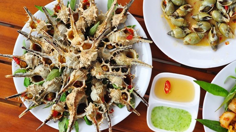 Ốc gai nướng mỡ hành