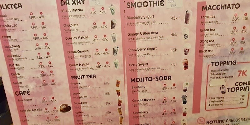Thực đơn cho quán YOONA Cafe
