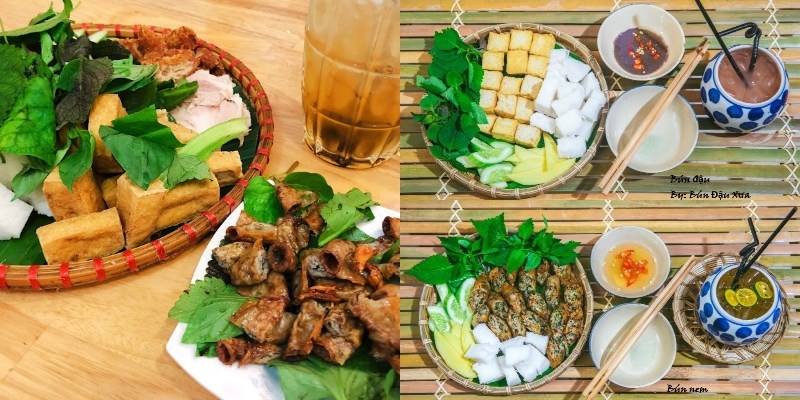 Thức ăn tại quán bún đậu Xưa