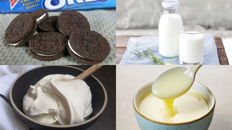 Một số nguyên liệu cần chuẩn bị làm kem oreo