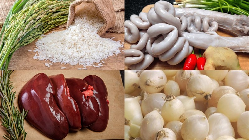 Nguyên liệu món ăn cháo lòng miền trung